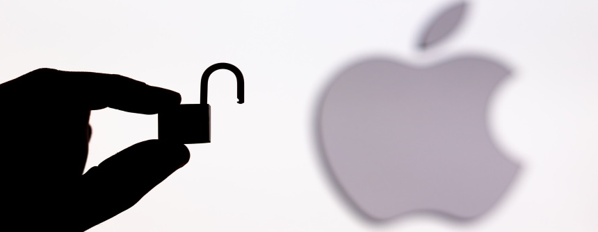Apple logo padlock hand